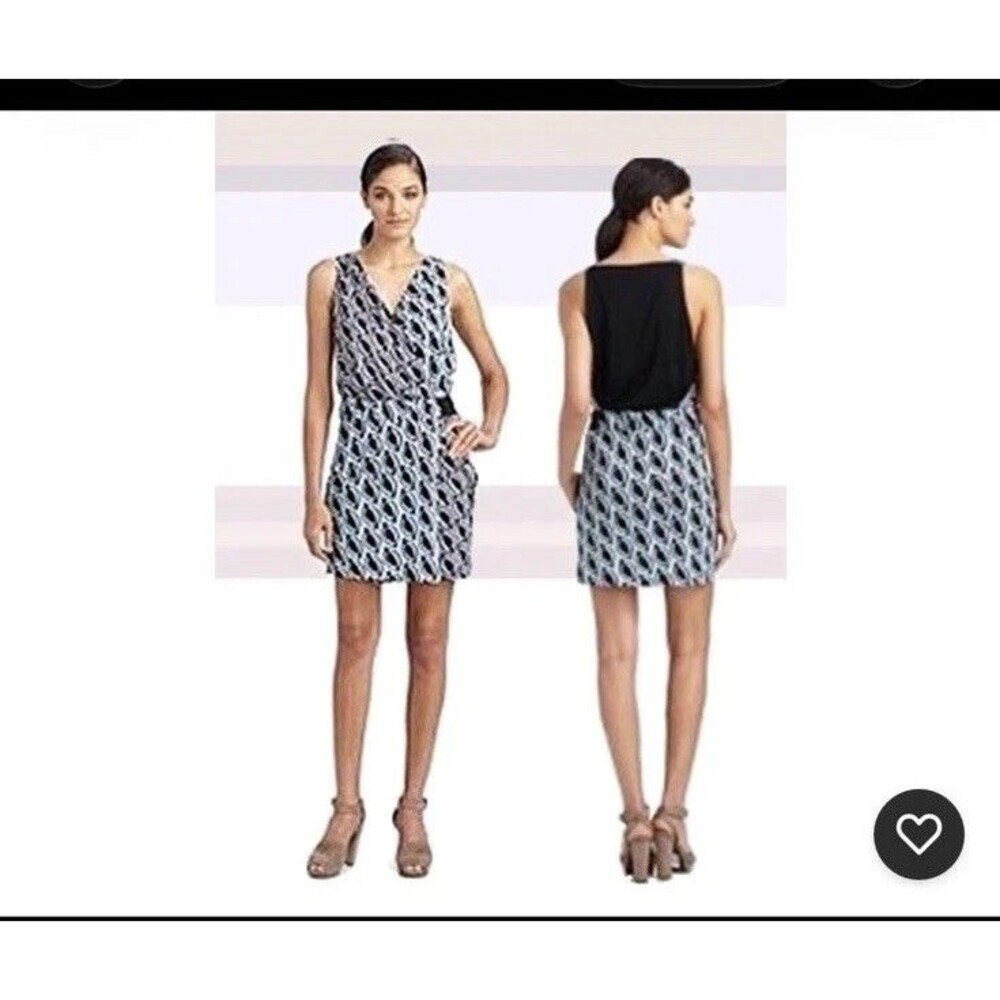 Diane Von Furstenberg DVF Moriko Silk Mini Dress Size 4 Geometric Blue Gray